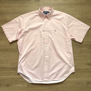 Vintage Ralph Lauren Shirt Mens L Pink Blake Short Sleeve Button Down Flesh Pony